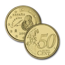 @OFERTA - RARA@ ESPAÑA 50 CENTIMOS 2002 DON QUIJOTE MONEDA SIN CIRCULAR SC Spain Euros