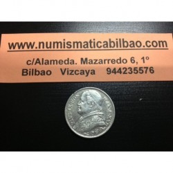 VATICANO 2 LIRAS 1867 Año XXII PAPA PIO IX KM.189.1 MONEDA DE PLATA EBC- 2 Lire POPE PIUS IX