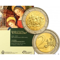 @RARA@ SAN MARINO 2 EUROS 2013 BERNARDINO il PINTURICCHIO SC MONEDA CONMEMORATIVA EN ESTUCHE OFICIAL COINCARD