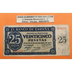 25 PESETAS 1936 NOVIEMBRE 21 BURGOS Serie G SC ESPAÑA