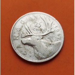 CANADA 25 CENTAVOS 1947 CARIBU y REY JORGE VI KM.35 MONEDA DE PLATA MBC- silver Quarter coin POST WWII