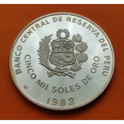 PERU 5000 SOLES DE ORO 1982 CAMPEONATO MUNDIAL DE FUTBOL ESPAÑA 82 KM.284 MONEDA DE PLATA PROOF