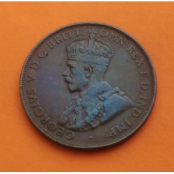 AUSTRALIA 1 PENIQUE 1924 REY JORGE V @TIPO NO CANGURO@ KM.23 MONEDA DE BRONCE MBC 1 Penny GEORGIUS V