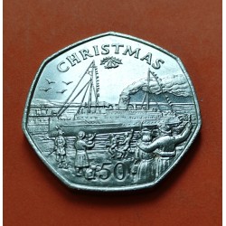 GIBRALTAR 50 PENIQUES 1989 CHRISTMAS KM*31 NICKEL PROOF 50 Pence