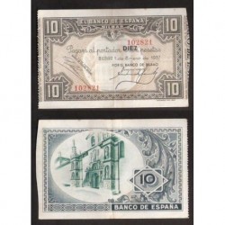 1937 EUSKADI 10 PESETAS BANCO de BILBAO EBC- 102821 @RARO@