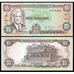 JAMAICA 5 DOLARES 1991 NORMAN MANLEY PICK 70D BILLETE SC BANKNOTE UNC DOLLARS