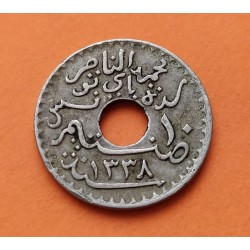 TUNEZ 10 CENTIMOS 1920 VALOR REY MUHAMMAD V KM.243 MONEDA DE NICKEL MBC Tunisia 10 Centimes