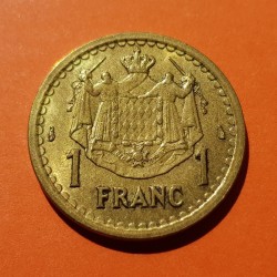 MONACO 1 FRANCO 1945 PRINCIPE LUIS II KM.120A MONEDA DE LATON EBC- POST Epoca NAZI III REICH WWII