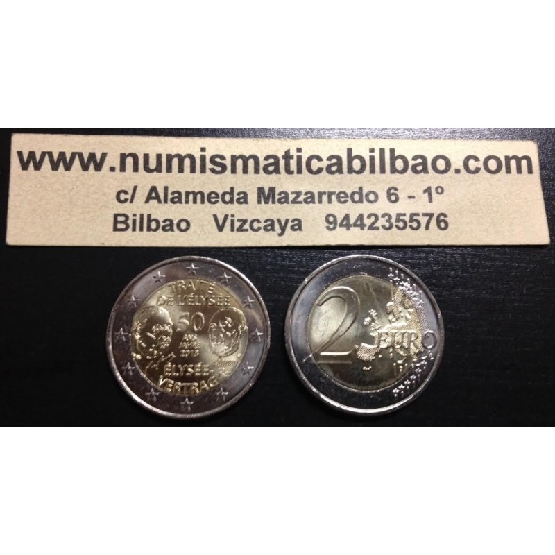 FRANCIA 2 EUROS 2013 TRATADO del ELISEO 50 ANIVERSARIO SC MONEDA CONMEMORATIVA France