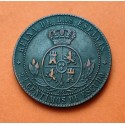 ESPAÑA REINA ISABEL II 2,50 CENTIMOS DE ESCUDO 1867 OM Ceca de JUBIA KM.634.2 MONEDA DE COBRE Spain 2 1/2 Centimos R/1