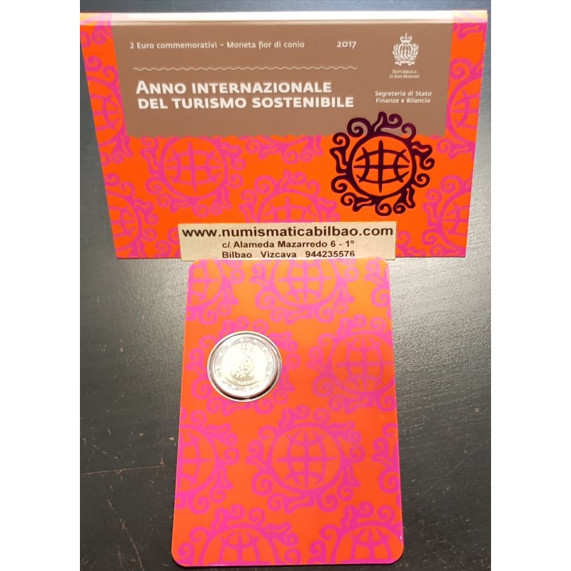 SAN MARINO 2 EUROS 2017 AÑO INTERNACIONAL DEL TURISMO SOSTENIBLE SC MONEDA EN ESTUCHE/BLISTER
