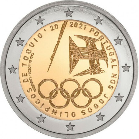 .@ENVIO INMEDIATO@ PORTUGAL 2 EUROS 2021 JUEGOS OLIMPICOS DE TOKIO 2º MONEDA CONMEMORATIVA BIMETALICA SC Tokyo Olympics