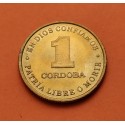 NICARAGUA 1 CORDOBA 1987 GORRO DE SANDINO LIDER REVOLUCIONARIO KM.43A MONEDA DE LATON SC-