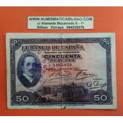 50 PESETAS 1927 ALFONSO XIII SIN SERIE 844 ESPAÑA + SELLO REPUBL