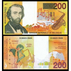 BELGICA 200 FRANCOS 1995 ADOLPHE SAX CON SAXOFON Pick 148 BILLETE SC Belgium 200 Francs UNC BANKNOTE