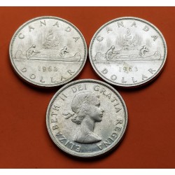 1 moneda x CANADA 1 DOLAR 1963 CANOA INDIOS VOYAGEUR KM.54 MONEDA DE PLATA EBC @RAYITAS@ $1 Dollar silver coin