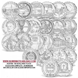11,67 ONZAS de PLATA PURA x AUSTRIA 100 SCHILLINGS 1974 a 1979 PLATA SC- 24 MONEDAS Osterreich silver