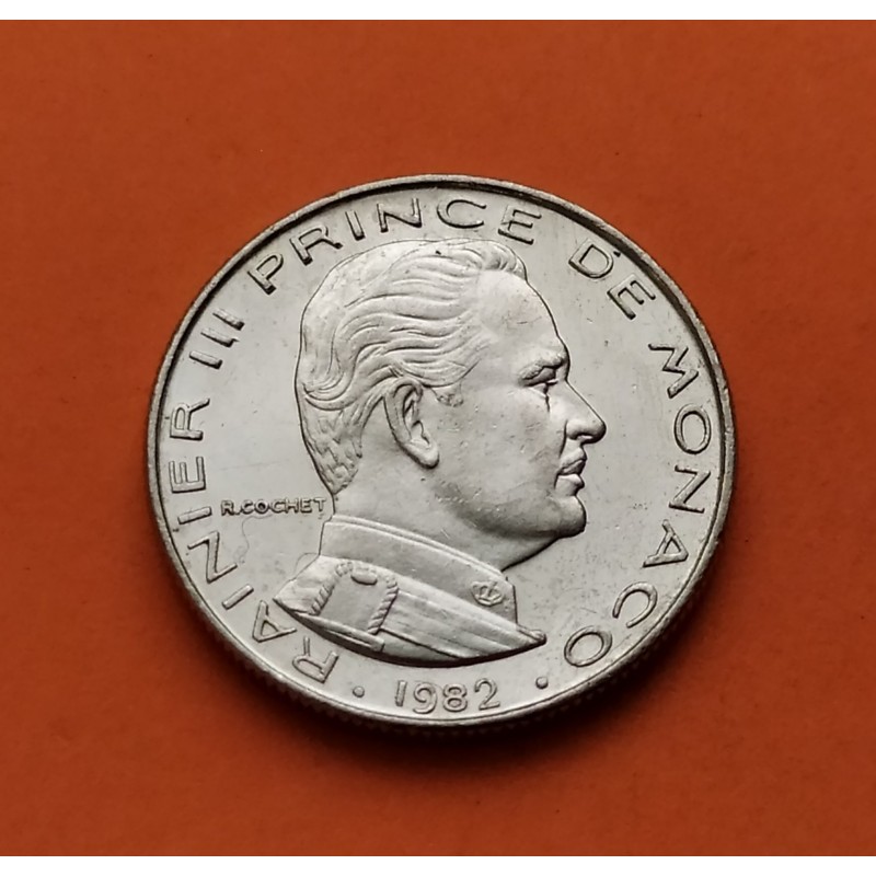 MONACO 1/2 FRANCO 1982 PRINCIPE RAINIERO III KM.145 MONEDA DE NICKEL SC- 50 Centimes Principado de