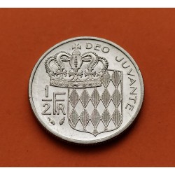 MONACO 1/2 FRANCO 1982 PRINCIPE RAINIERO III KM.145 MONEDA DE NICKEL SC- 50 Centimes Principado de