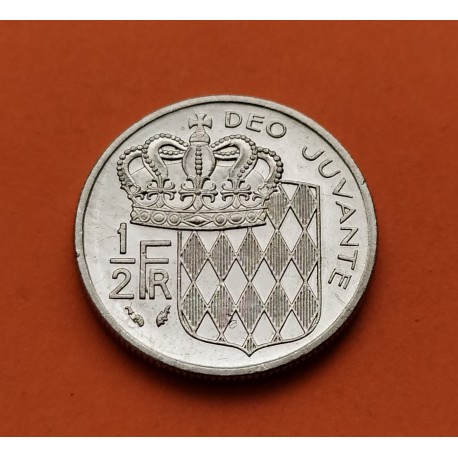 MONACO 1/2 FRANCO 1982 PRINCIPE RAINIERO III KM.145 MONEDA DE NICKEL SC- 50 Centimes Principado de