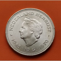 HOLANDA 10 GULDEN 1970 REINA JULIANA y REINA GUILLERMINA KM.195 MONEDA DE PLATA SC- The Netherlands silver coin