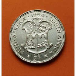 SUDAFRICA 2 SHILLINGS 1954 Reina ISABEL II KM.50 MONEDA DE PLATA MBC- South Africa silver