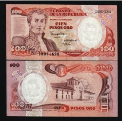 COLOMBIA 100 PESOS 1986 FINCA LEYVA y NARIÑO Pick 426B BILLETE SC 100 Peso de Oro UNC BANKNOTE