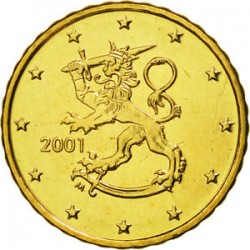 FINLANDIA 10 CENTIMOS 2001 LEON MONEDA DE LATON SC Finnland 10 Cent Euro coin