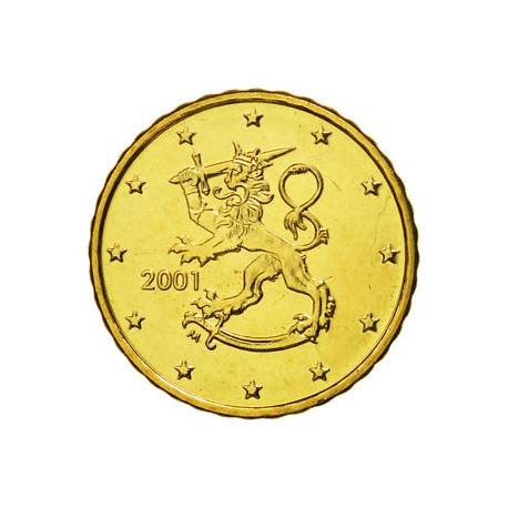 FINLANDIA 10 CENTIMOS 2001 LEON MONEDA DE LATON SC Finnland 10 Cent Euro coin