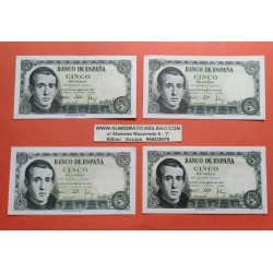 4 billetes x ESPAÑA 5 PESETAS 1951 JAIME BALMES Serie N/S/Y Pick 140 MBC++ Spain banknote