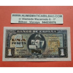 ESPAÑA 1 PESETA 1940 CARABELA DE CRISTOBAL COLON Serie B 9185608 Pick 122A BILLETE MBC++ Spain banknote