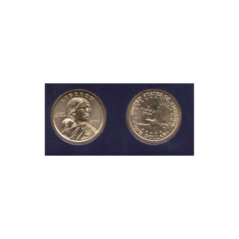 ESTADOS UNIDOS 1 DOLAR 2007 P INDIA SACAGAWEA MONEDA DE LATON SC USA $1 Dollar coin NATIVE