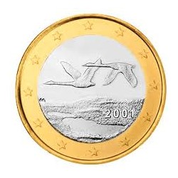 FINLANDIA 1 EURO 2001 PAJAROS EN VUELO MONEDA BIMETALICA SC Finnland 1 Euro coin