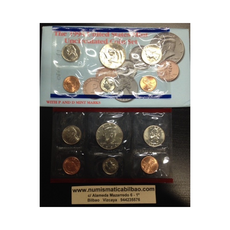 1994 UNITED STATES MINT UNCIRCULATED COIN SET D+P 10 COINS ESTADOS UNIDOS 1+5+10+25 CENTAVOS + 1/2 DOLAR 1994 KENNEDY