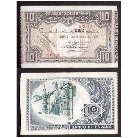 1937 EUSKADI 10 PESETAS BANCO de VIZCAYA SC- 930120