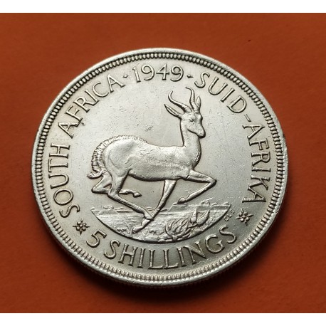 SUDAFRICA 5 SHILLINGS 1949 ANTILOPE REY JORGE VIKM.40.1 MONEDA DE PLATA EBC- South Africa