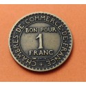 FRANCIA 1 FRANCO 1924 DAMA CHAMBRE DE COMMERCE KM.876 MONEDA DE LATON MBC France 1 Franc