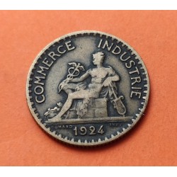 FRANCIA 1 FRANCO 1924 DAMA CHAMBRE DE COMMERCE KM.876 MONEDA DE LATON MBC France 1 Franc