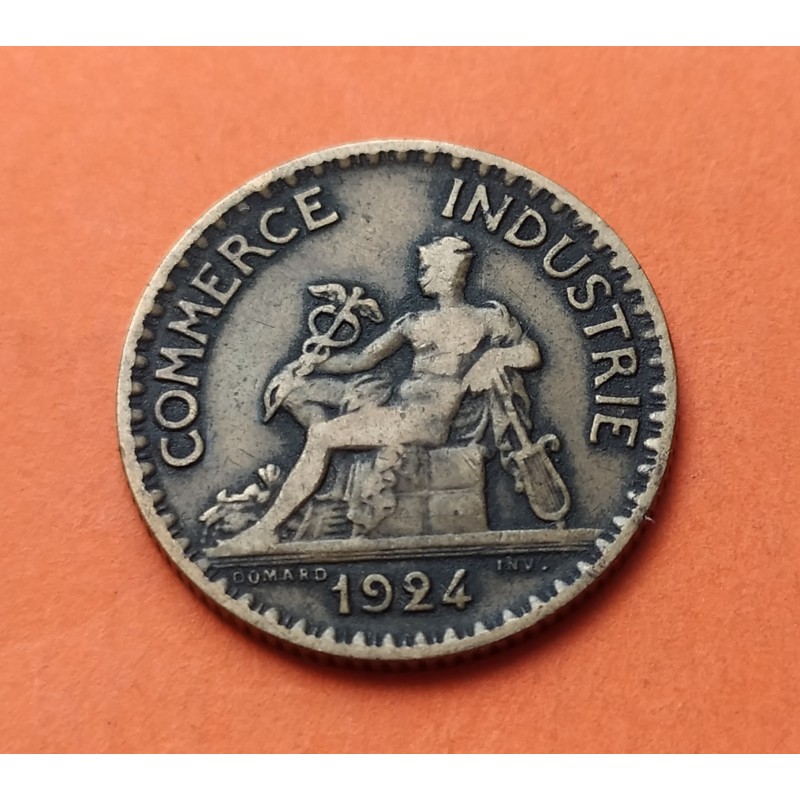 FRANCIA 1 FRANCO 1924 DAMA CHAMBRE DE COMMERCE KM.876 MONEDA DE LATON MBC France 1 Franc