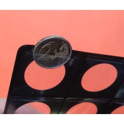 . PARDO HOJA PARA MONEDAS 757 para 2 EUROS 1999 / 2022 CONMEMORATIVAS Negra 28 milimetros 20 HUECOS ALBUM PEQUEÑO