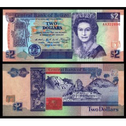 . BELIZE 2 DOLARES 2002 ISABEL II Pick 60 SC $2 Dollars UNC