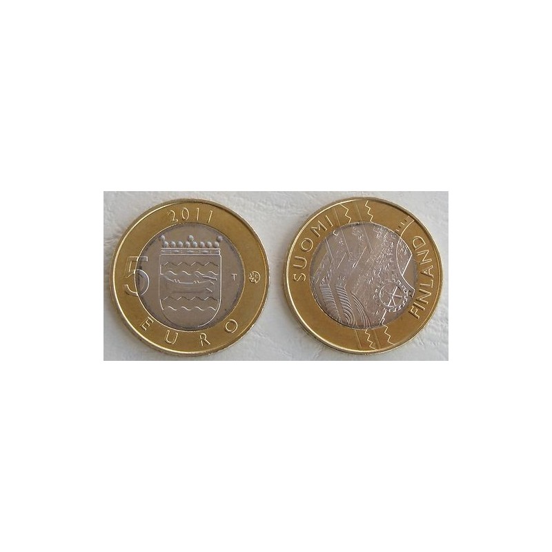 FINLANDIA 5 EUROS 2011 Provincia de UUSIMAA - ENGRANAJES moneda nº 5 SC MONEDA BIMETALICA Finnland