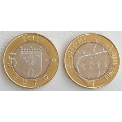 FINLANDIA 5 EUROS 2011 Provincia de LAPONIA - NIÑOS y CUERNOS DE RENO moneda nº 8 SC MONEDA BIMETALICA Finnland