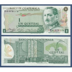 @ESCASO@ GUATEMALA 1 QUETZAL 1981 GENERAL ORELLANA y BANCO NACIONAL Pick 59C BILLETE SC UNC BANKNOTE