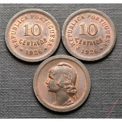 @LUJO@ PORTUGAL 10 CENTAVOS 1926 DAMA y VALOR KM.573 MONEDA DE BRONCE SC + BRILLOS República Portuguesa