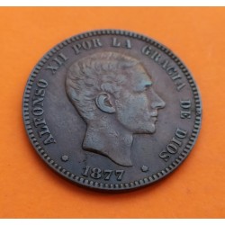 . 5 CENTIMOS 1877 OM ALFONSO XII COBRE @LUJO@ ESPAÑA