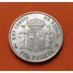 ESPAÑA Rey ALFONSO XIII 1 PESETA 1903 * 19 03 SMV @MANCHA CIRCULAR@ KM.721 MONEDA DE PLATA MBC+ Spain silver R/3