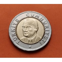 TURQUIA 1 LIRA 2006 REFORMA MONETARIA y PRESIDENTE KEMAL ATATURK KM.1169 MONEDA BIMETALICA SC Turkey 1 Yeni Türk Lirasi