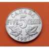 CANADA 5 CENTAVOS 1927 REY JORGE V y HOJAS KM.29 MONEDA DE NICKEL MBC 5 Cent