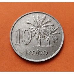 NIGERIA 10 KOBO 1973 PALMERA y ESCUDO KM.10.1 MONEDA DE NICKEL MBC++ Africa